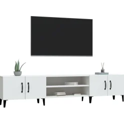 Szafka RTV Stolik Pod Telewizor Szafka Półka Biała 180x31.5x40 cm