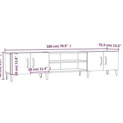 Szafka RTV Stolik Pod Telewizor Szafka Półka Biała 180x31.5x40 cm