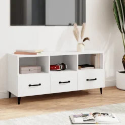 Szafka RTV Stolik Pod Telewizor Szafka Półka Biała 102x35x50 cm
