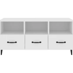 Szafka RTV Stolik Pod Telewizor Szafka Półka Biała 102x35x50 cm