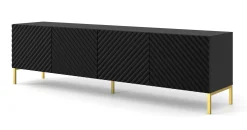 Szafka RTV SURF 200 cm 4D frez czarny mat
