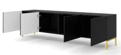 Szafka RTV SURF 200 cm 4D frez czarny mat