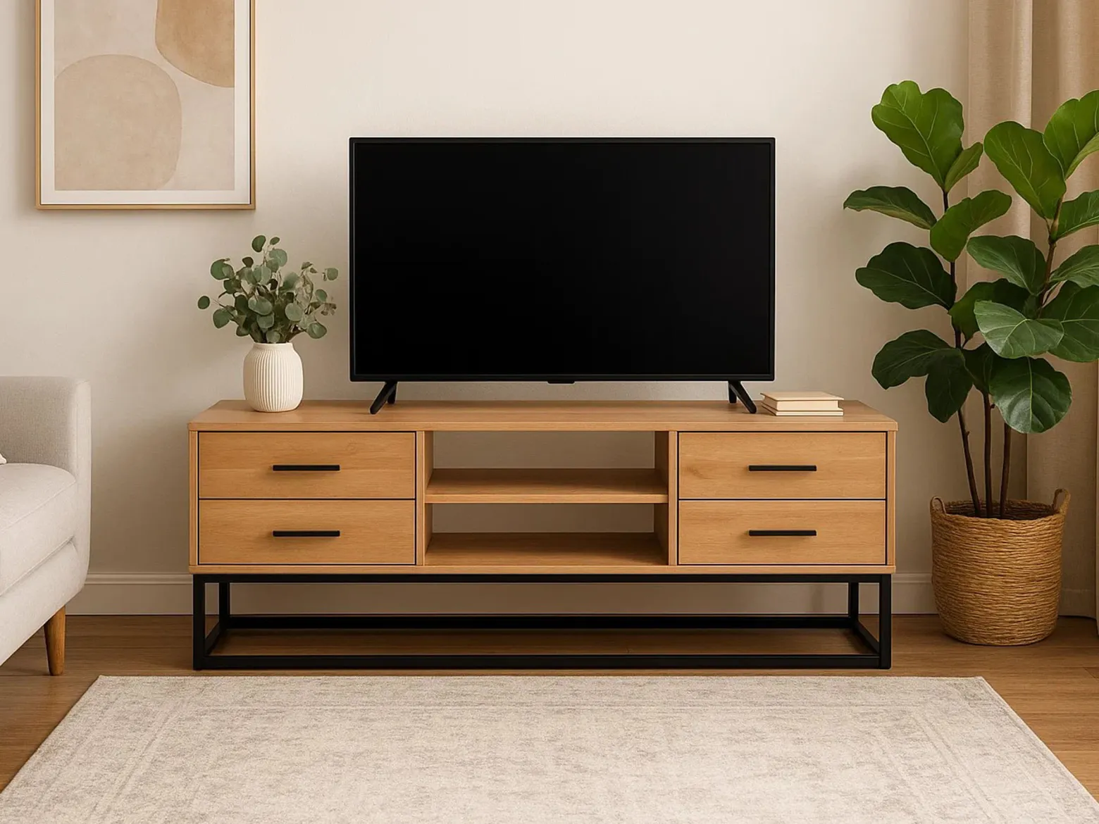 Szafka RTV Sydney II drewniana loft, kolor dębowy
