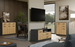 Szafka RTV Topeshop SIMPLO 1D2S Stolik TV antracyt dąb artisan