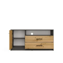Szafka RTV Topeshop SIMPLO 1D2S Stolik TV antracyt dąb artisan