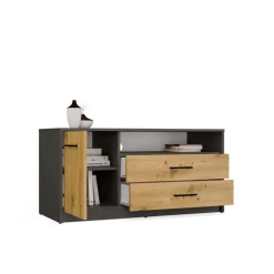 Szafka RTV Topeshop SIMPLO 1D2S Stolik TV antracyt dąb artisan