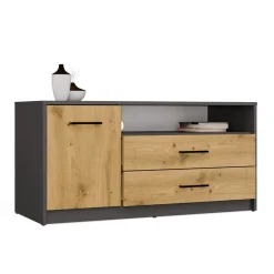 Szafka RTV Topeshop SIMPLO 1D2S Stolik TV antracyt dąb artisan