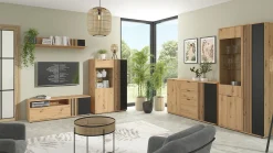 Szafka RTV Vabres 135 cm z drzwiami i szufladą dąb artisan lamele
