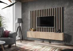 Szafka RTV VERTI 180 hickory jackson + panel ścienny
