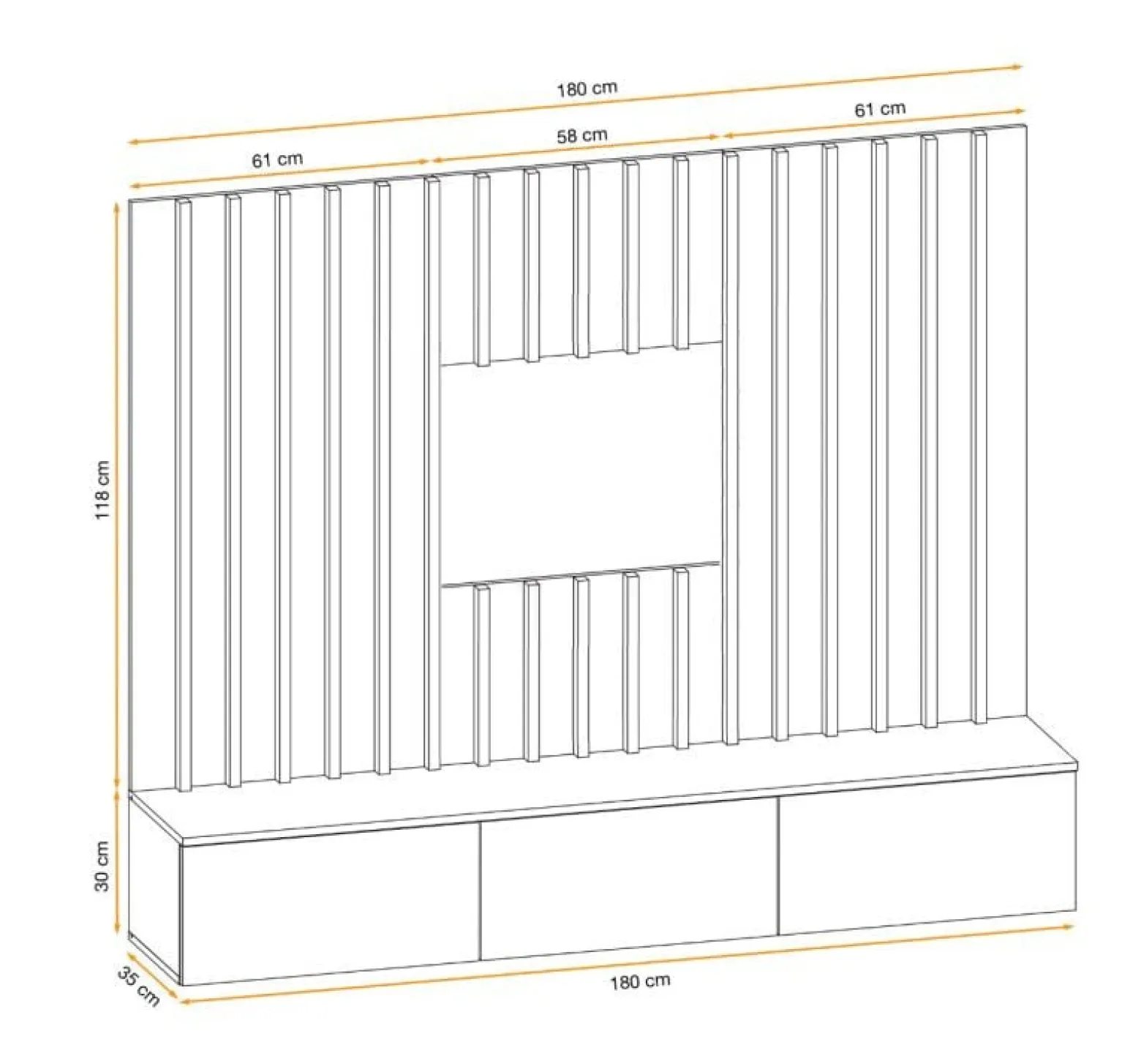 Szafka RTV VERTI 180 hickory jackson + panel ścienny
