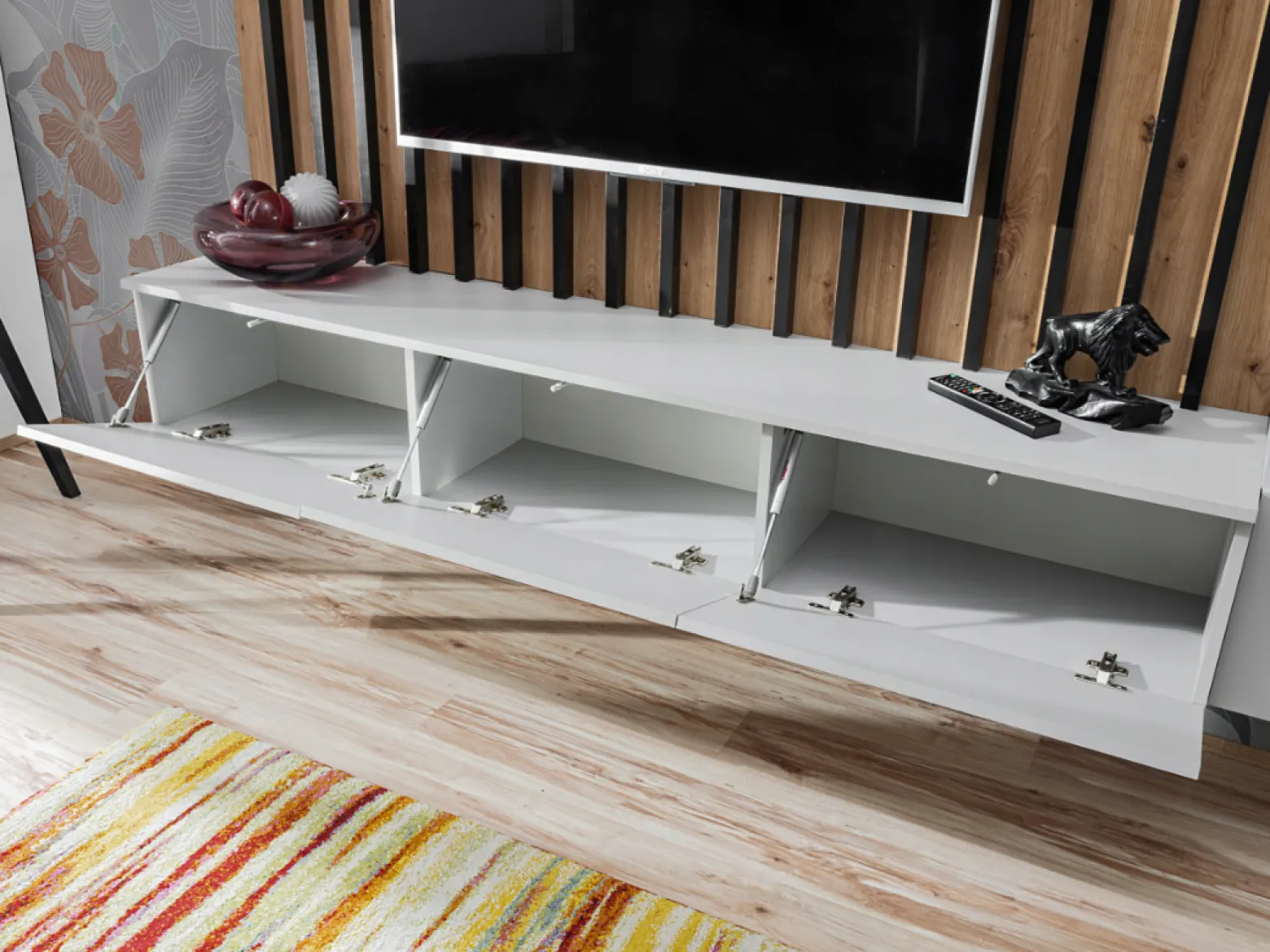Szafka RTV VERTI 180 hickory jackson + panel ścienny