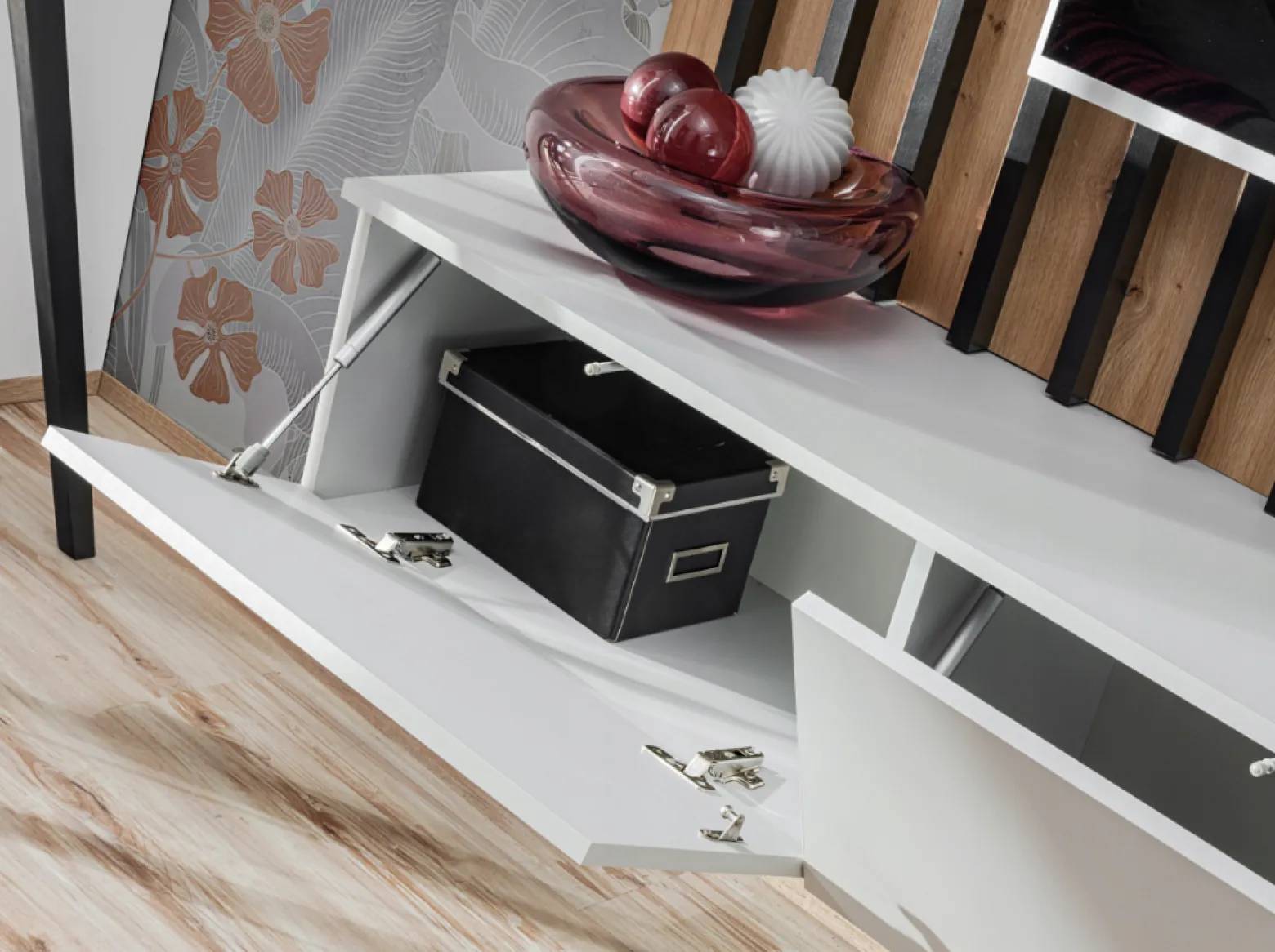 Szafka RTV VERTI 180 hickory jackson + panel ścienny