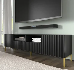 Szafka RTV WAVE 200 cm 2D2S frez czarny mat