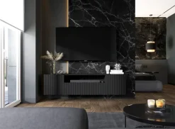 Szafka RTV wisząca Glamour Komoda RTV Czarny Mat 150 cm