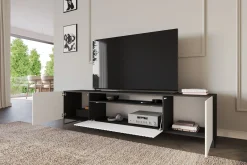 Szafka RTV z frezowanymi frontami stojąca KITO-S - 200x53x41 cm - Biały