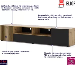 Szafka rtv z lamelowym frontem 200 cm - Sareno