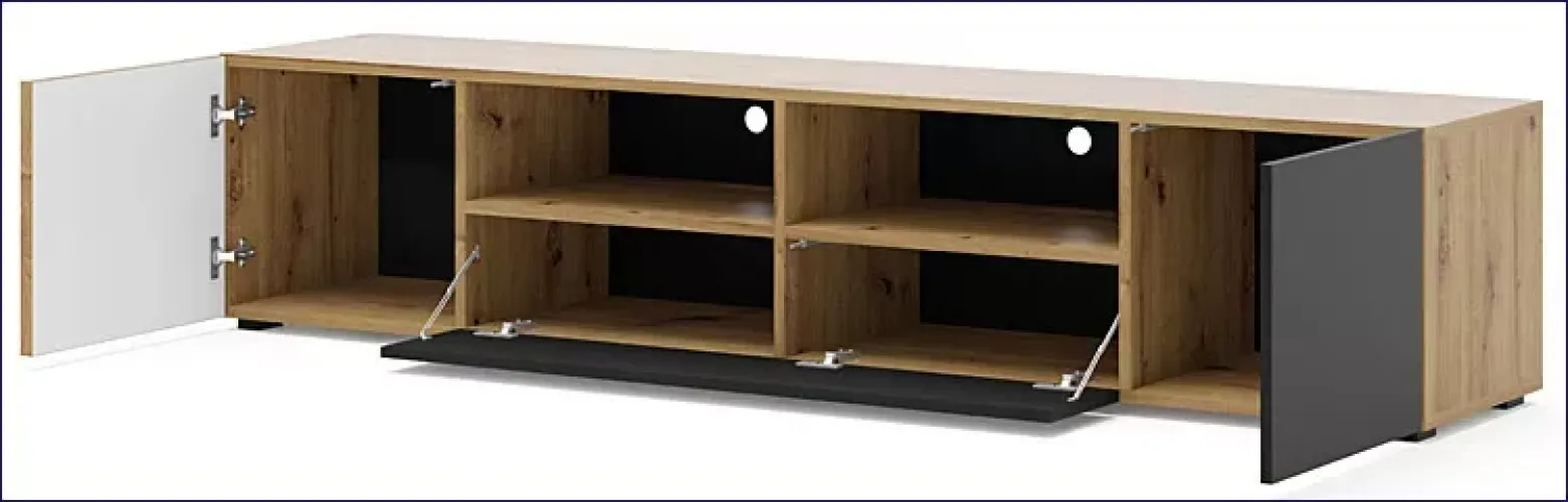 Szafka rtv z lamelowym frontem 200 cm - Sareno