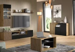 Szafka rtv z lamelowym frontem 200 cm - Sareno