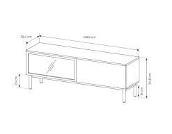 Szafka RTV z oświetleniem LED LANGO 150cm Czarny + Dąb Evoke