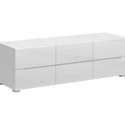 Szafka RTV z Szufladami do Salonu MIST 140 cm Biały połysk
