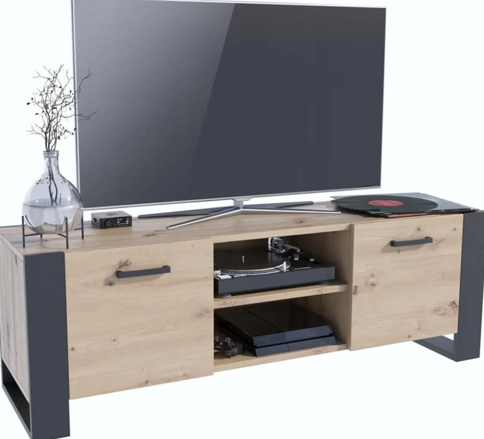 Szafka stolik RTV ALBA BIS 150cm artisan-czarny