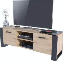 Szafka stolik RTV ALBA BIS 150cm artisan-czarny