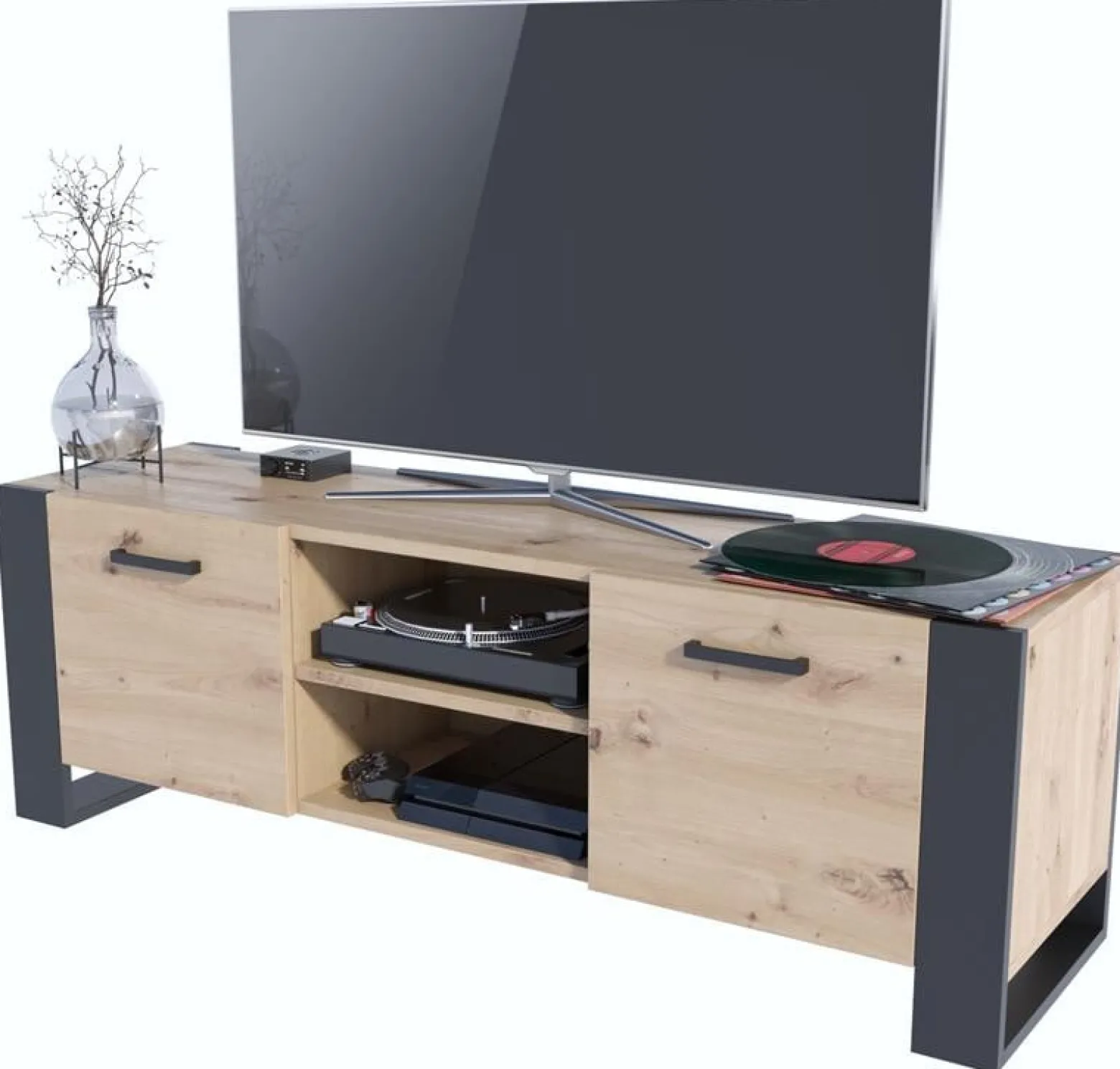 Szafka stolik RTV ALBA BIS 150cm artisan-czarny