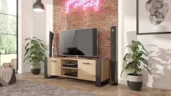 Szafka stolik RTV ALBA BIS 150cm artisan-czarny