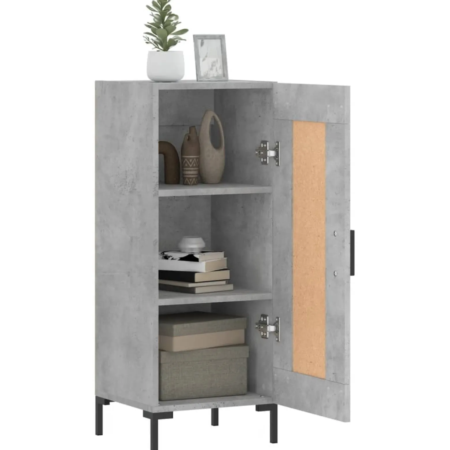 Szafka Szara Beton z Drzwiami z Szufladami 34.5x34x90 cm do Salonu