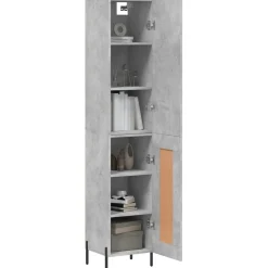 Szafka Szara z Drzwiami 34.5x34x180 cm do Salonu Pokoju Sypialni