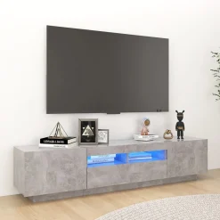 Szafka TV z oświetleniem LED szarość betonu 180x35x40 cm