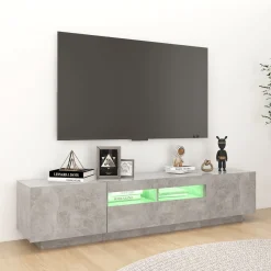Szafka TV z oświetleniem LED szarość betonu 180x35x40 cm