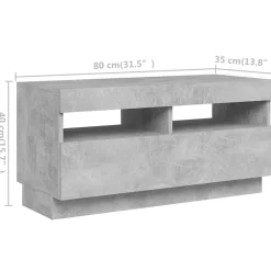 Szafka TV z oświetleniem LED szarość betonu 180x35x40 cm