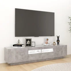 Szafka TV z oświetleniem LED szarość betonu 180x35x40 cm