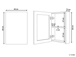 Szafka wisząca łazienkowa z lustrem PRIMAVERA 40 cm 60 cm Biały