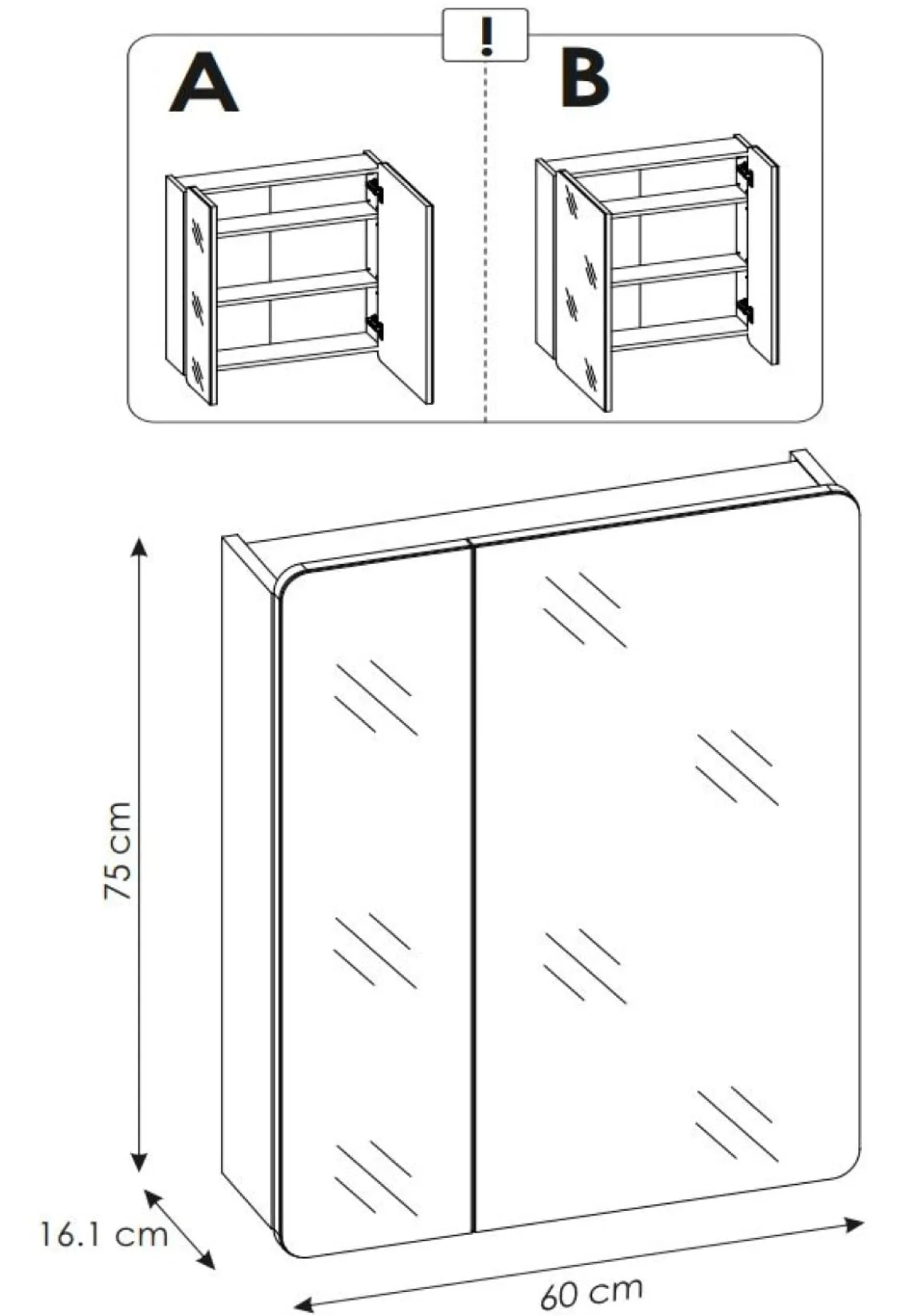 Szafka wisząca z lustrem 60 cm ARUBA