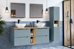 Szafka wysoka NOVA DENIM 140 cm ryflowana wisząca nowoczesna