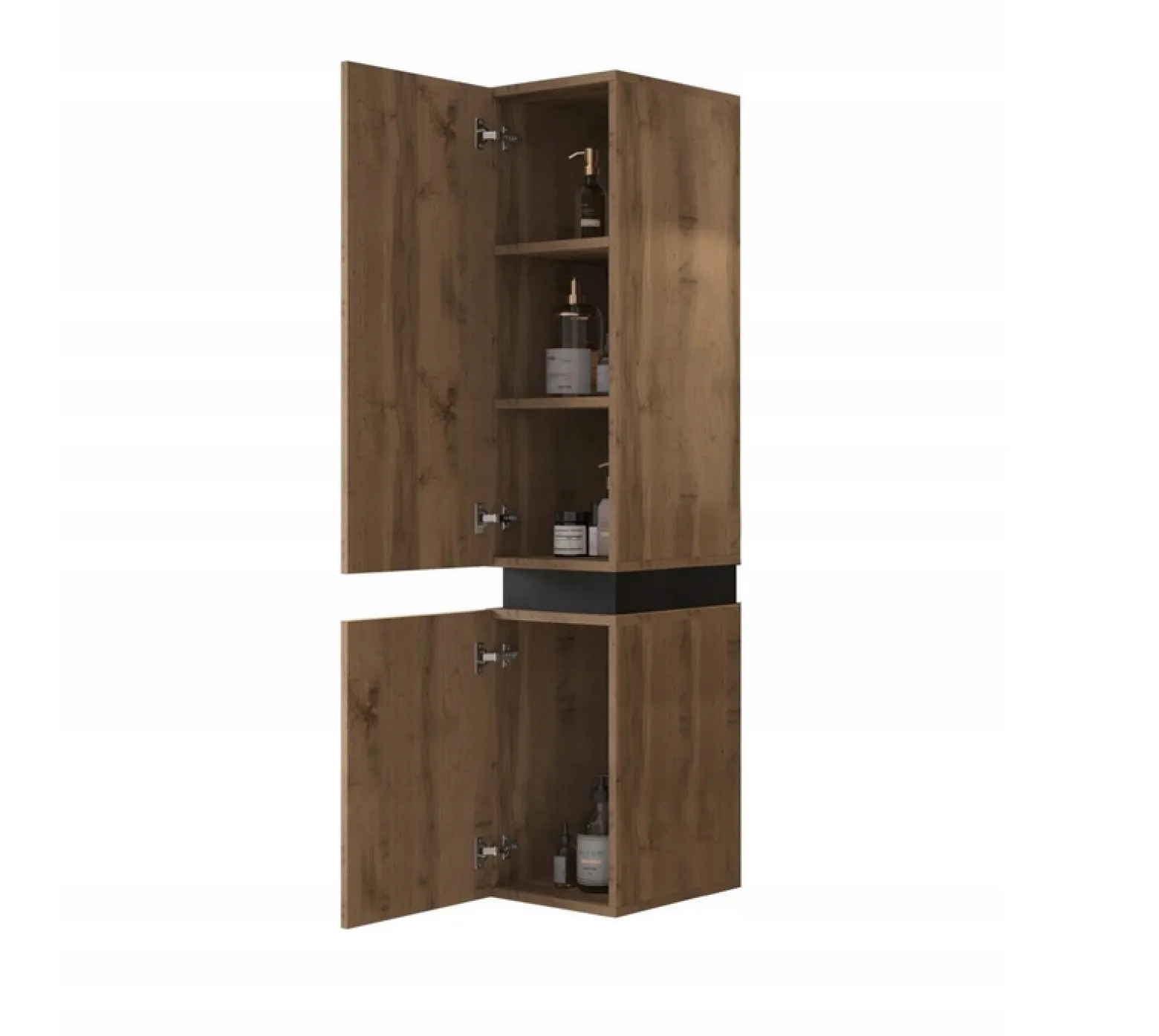 Szafka wysoka System Trio 135cm Dąb Wotan + Czarny