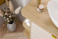 Szafka z Umywalką Aster White 100cm z Blatem i Umywalką Nablatową Beyond