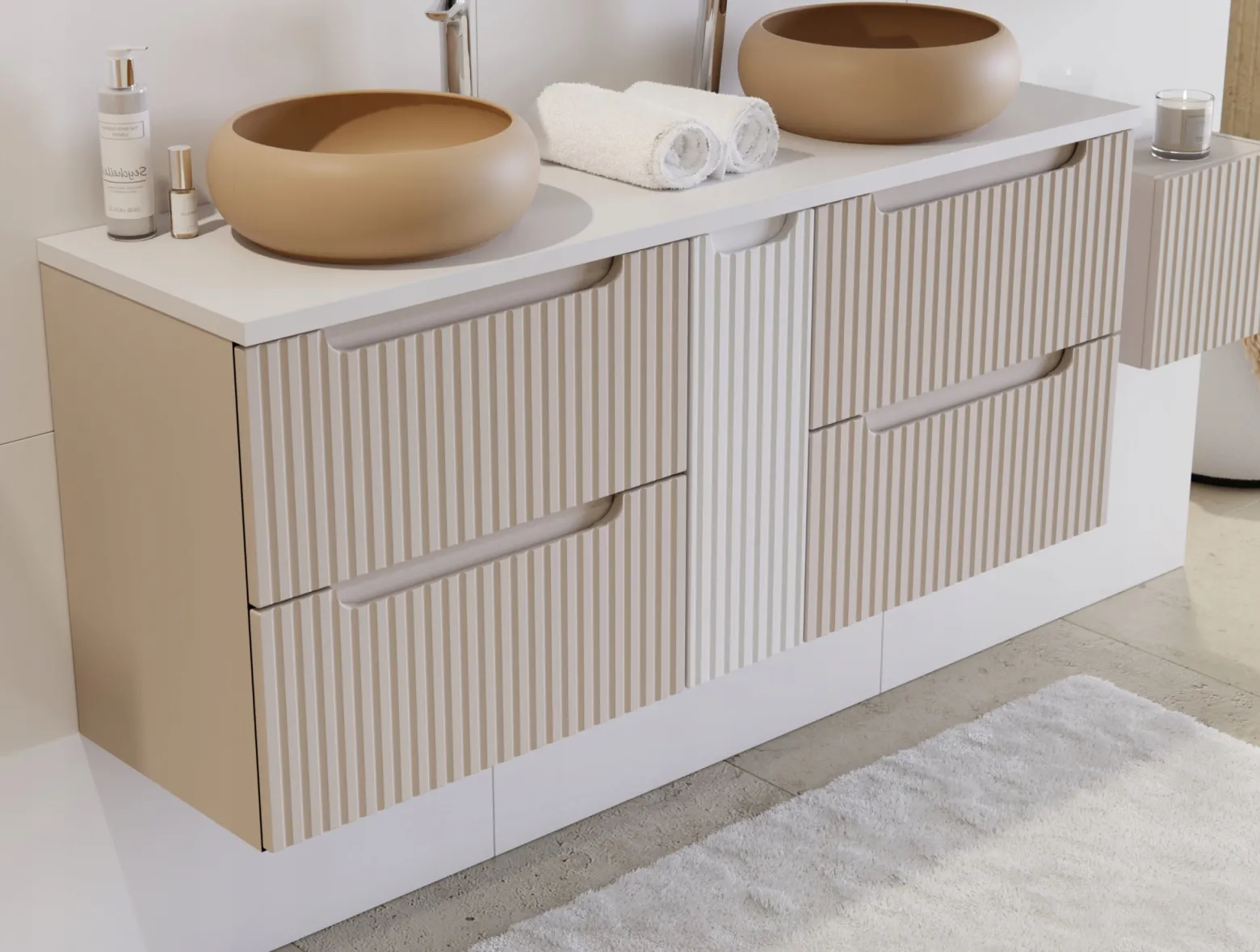 Szafka Z Umywalką 80 cm BLAT Biały 2S RYFLE NOVA KASZMIR