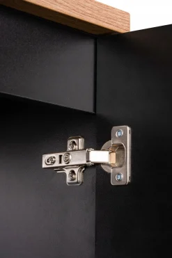Szafka Z Umywalką 60 cm BLAT DĄB 2 Drzwi Ryfle NOVA BLACK