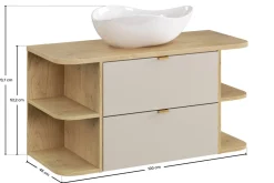 Szafka z Umywalką Dalia Cashmere 100cm z Blatem i Umywalką Nablatową Cloud
