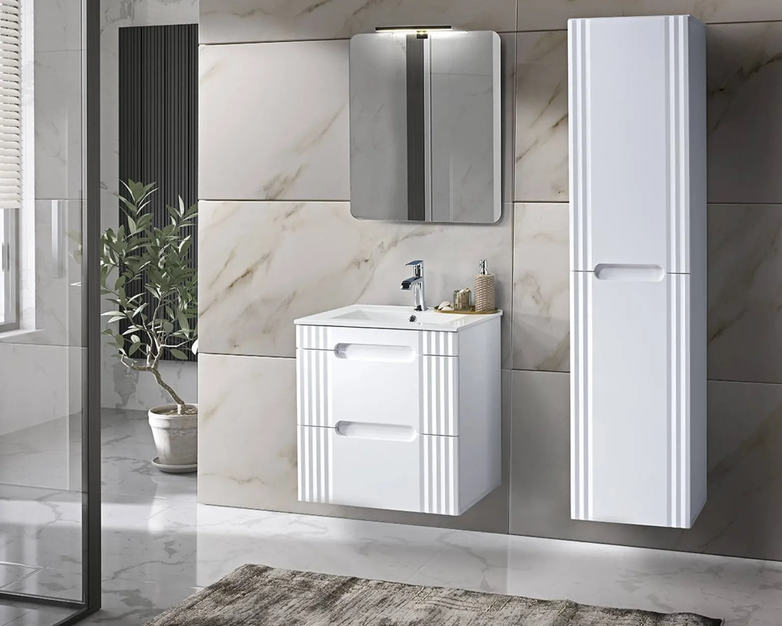 Szafka z Umywalką Fiji White 60 cm z Umywalką