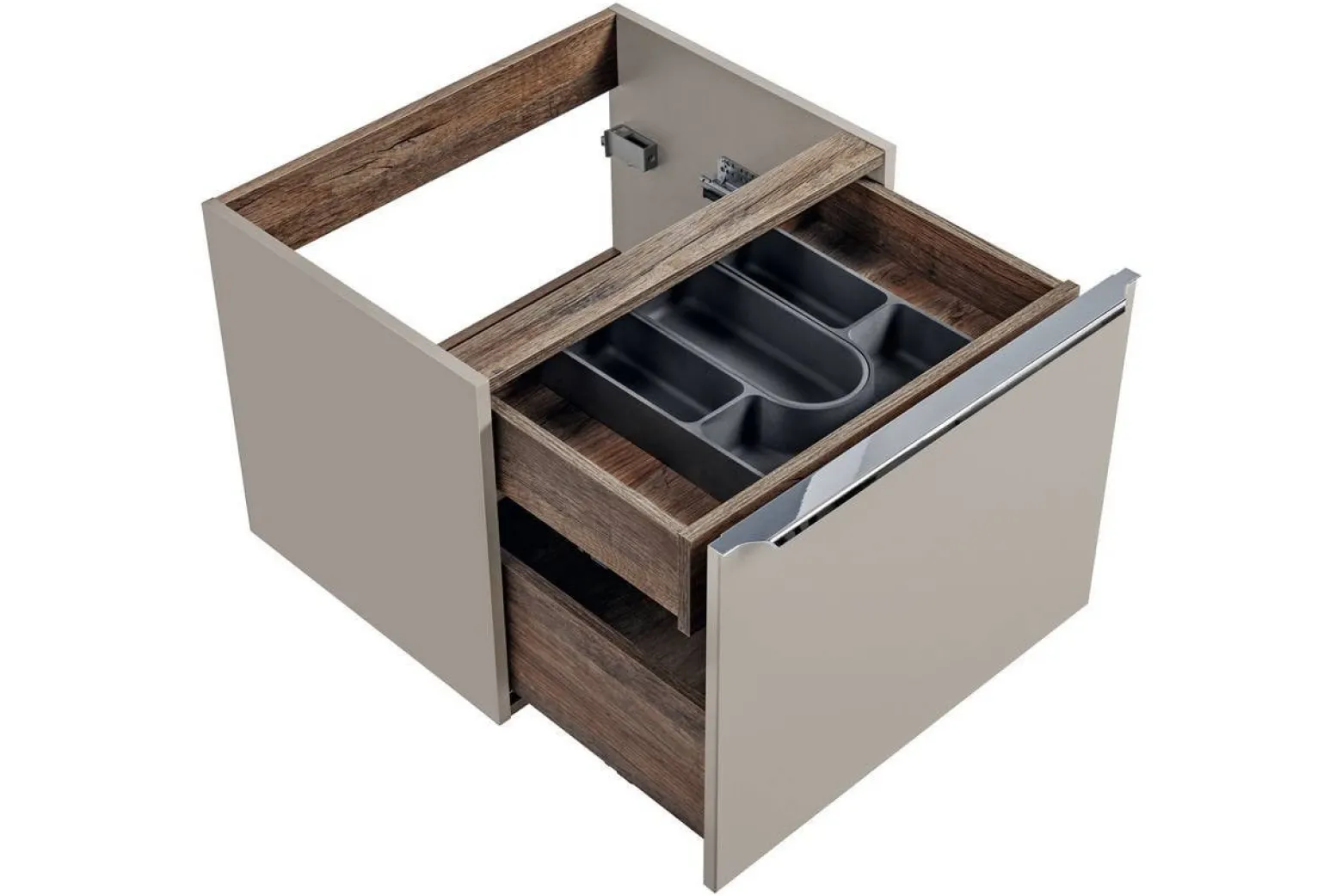 Szafka z Umywalką Santa Fe Taupe 140cm z Blatem i 2 Umywalkami Nablatowymi
