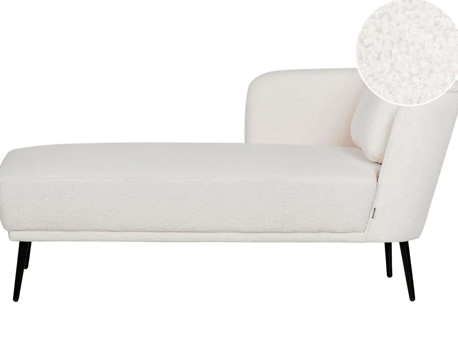 Szezlong z poduszką retro boucle złamana biel