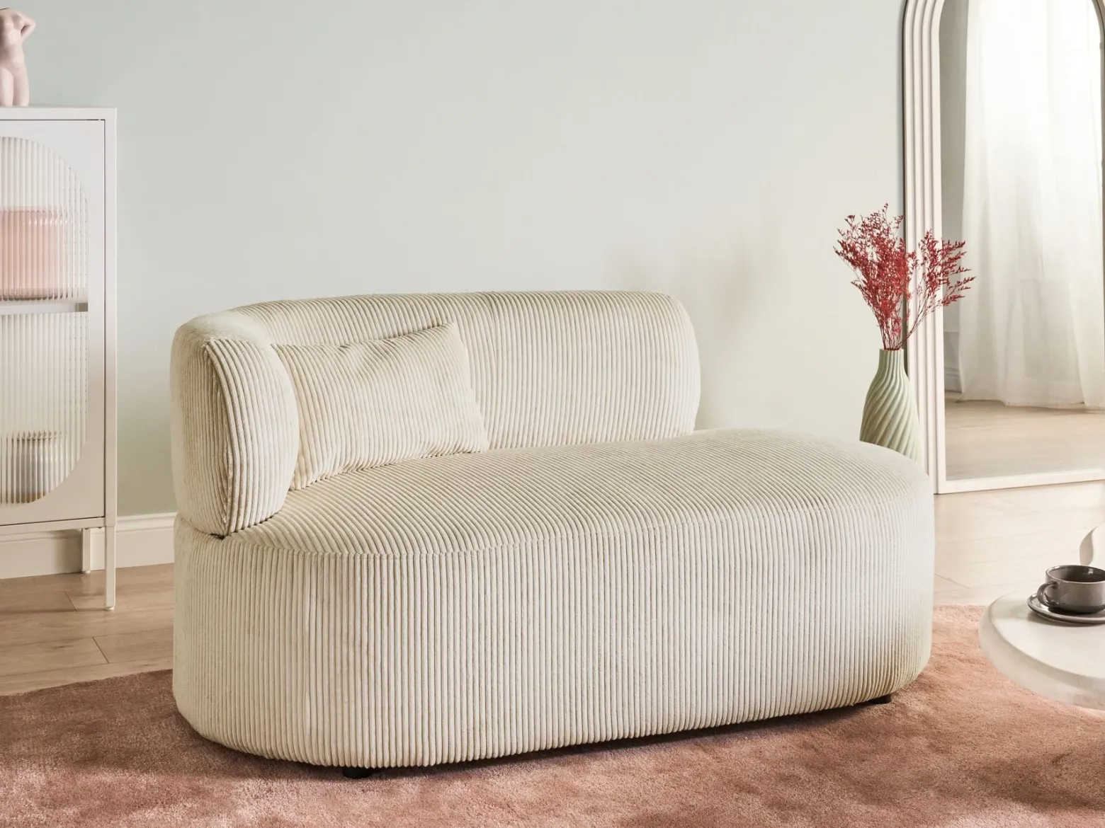 Szezlong lewostronny VANVEY Sztruks Beżowy