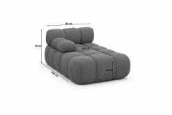 Szezlong modułowy, tkanina bukla Abriamo, Ciemnoszary, Lewy, Selia