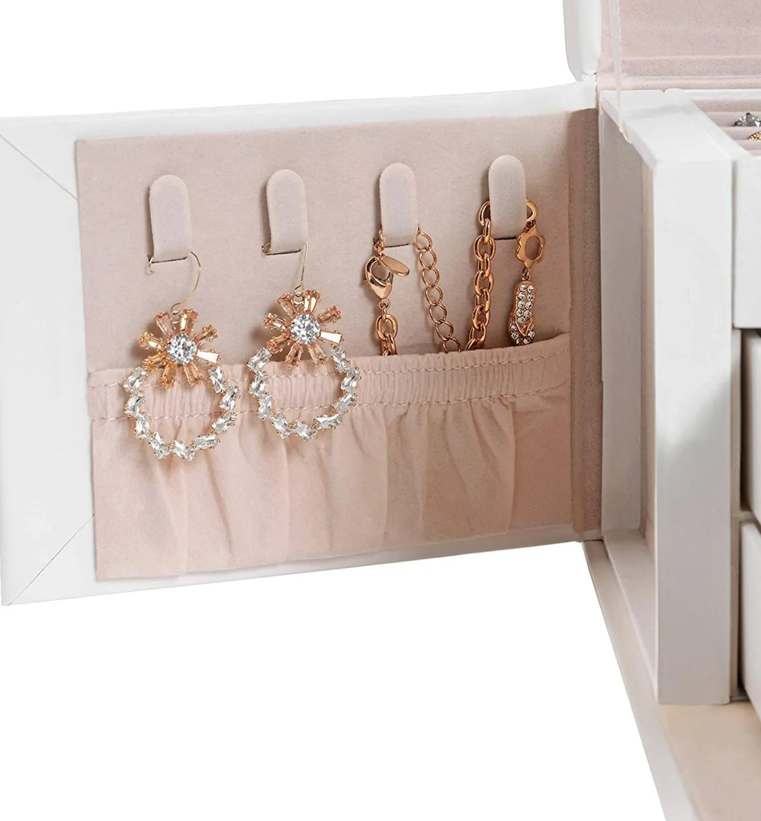 Szkatułka na biżuterię biała 3 poziomy organizer 12x17,5x13,5 cm