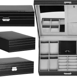 Szkatułka na zegarki 33x20x9cm organizer z przegródkami