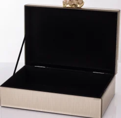 Szkatułka z MDFu z agatem 8x24x18,5 cm szampańska